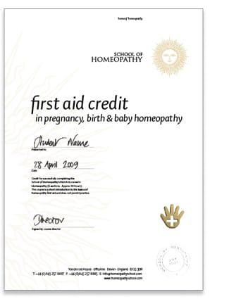 Homeopathy First Aid Certificate for Baby
