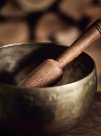 Yoga brass mortar with wooden pestle LR